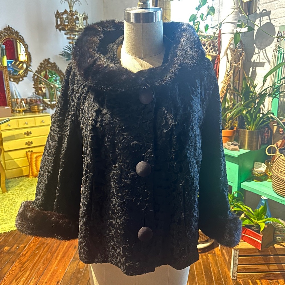 Vintage Philip Beckman Crushed Velvet and Fur Jacket